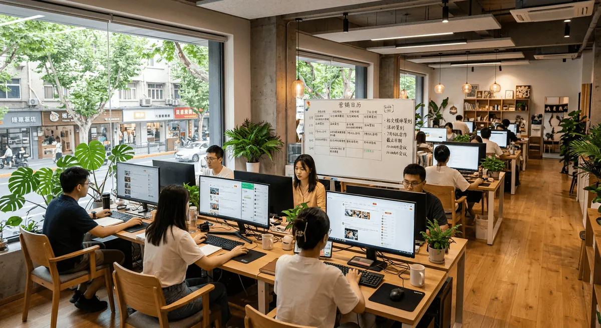 The China office team at work.